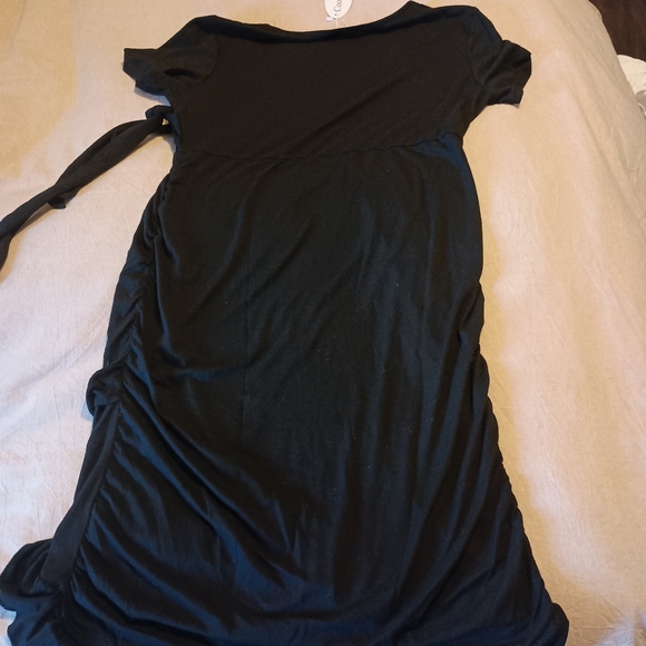 NWT Women's Large V-neck Wrap Dress short sleeve tie waist midi flowy dress - Picture 12 of 12